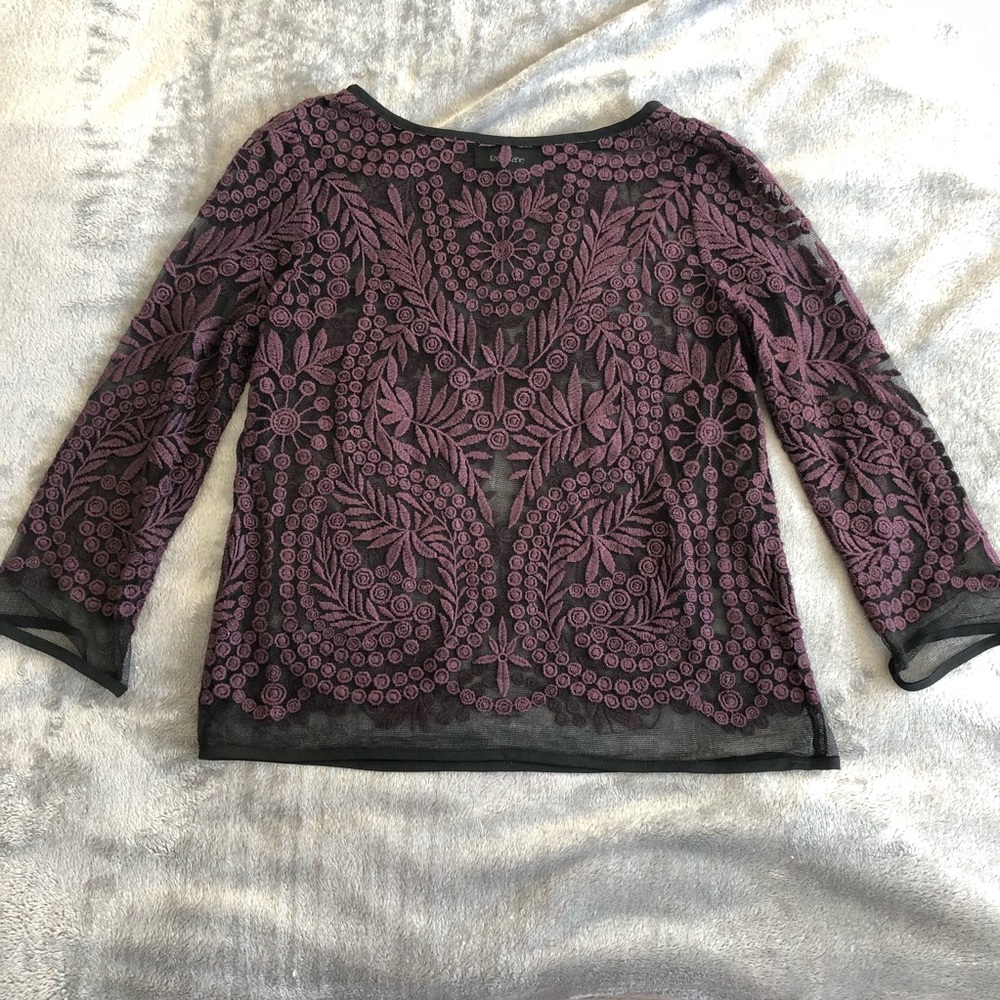 Embroidered Mesh Top